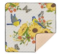 Spring Flowers Bloom Soft Padded Baby Playmat for Indoor Outdoor Non-Toxic Kicking Mat for Babies Infants Toddlers, 50'' x 50''
