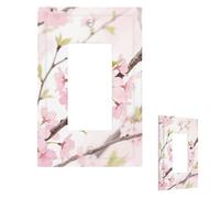 Spring Flowers Blossom Wall Plate Cover Modern Decorative 1 Gang Light Switch Cover Unbreakable Receptacle Outlet Covers For Living Room Bedroom Home Decor 1 Gang
