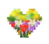 Spring Flowers Building Brick Block Puzzle Heart Shaped, Personalized Picture Puzzles Photo Jigsaw Puzzles for Adults 3D Micro Building Blocks for Home Decor Bricks Set