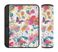 Spring Flowers Butterflies 2 Pack car Seats Strap Covers, More Comfort Driving, Seatbelt Cover for Truck