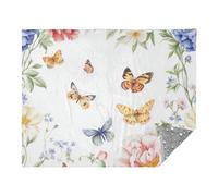 Spring Flowers Butterflies White Blanket Throws for Couch Throw Over Blanket Living Room Blankets 50x70 Blankets for Teen Girls