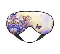 Spring Flowers Butterfly Print Sleep Mask Silk Eye Cover Soft Satin Blindfold Elastic Strap Night Eyeshade Travel Nap for Women Men