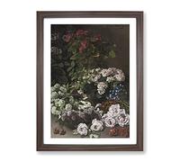 Spring Flowers By Claude Monet Classic Painting Framed Print | A3 Walnut Framed Wall Art | Ready to Hang | Classic Floral Picture | Living Room Bedroom Lounge Office