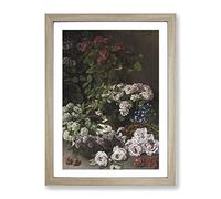 Spring Flowers By Claude Monet Classic Painting Framed Wall Art Print, Ready to Hang Picture for Living Room Bedroom Home Office Décor, Oak A2 (64 x 46 cm)