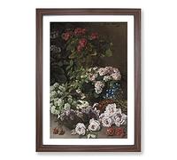 Spring Flowers by Claude Monet Framed Print | A2 Walnut Framed Wall Art | Ready to Hang | Modern Floral Picture | Living Room Bedroom Lounge Office