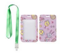 Spring Flowers Card Holder with Green Lanyard, ID Badge Holders, Vertical Cards Protector for Staff, Vertical ID Cards Protector for Student, Paramedic Accessories Bus Driver Accessories
