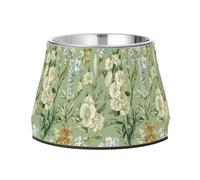 Spring Flowers Delphinium Sage Green Pets Food Bowl Elevated Stainless Steel Cats Food Bowls for Medium Dogs Whisker Fatigue