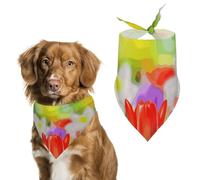 Spring Flowers Dog Bandana Triangle Dog Scarf Washable Polyester Dog Bibs Cute Pet Bandana for Medium Large Dogs Puppy and Cats