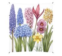 Spring Flowers Hyacinths Lily, Calla Folding Beach Tent UPF50+ Waterproof Large Sand Shovel Sun Shade for Family Travel