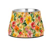 Spring Flowers Iowa Wild Rose Feeder Dogs Bowls Non Slip Stainless Steel Raised Cat Bowls for Small Dogs Whisker Relief