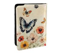 Spring Flowers Lawn Flowers and Butterflies Printed Passport Holder,Travel Pu Leather Passport Cover Case Organiser for Men Women,6.5 Inch