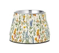 Spring Flowers Montana Bitterroot Dogs Feeding Bowls Non Slip Stainless Steel Raised Cat Bowl for Dogs Cats Rabbits Birds Whisker Friendly