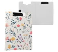 Spring Flowers Orchid Tulips Neutral Folded Clipboard Two Metal Clips Pen Holder Clip Board with Cover Clipboard Folio Teachers Supplies