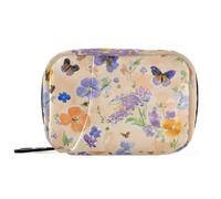 Spring Flowers Pansy Butterflies Bee Pill Organizer with Detachable Compartments Convenient Pill Cases Organizers