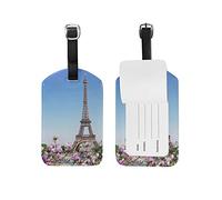 Spring Flowers Paris Cityscape Travel Luggage Tags Suitcase Baggage Tag Leather 1 Piece