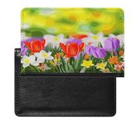 Spring Flowers Passport Holder Vaccine Card Holder Travel Document Organizer Credit Card Organizer for Women/Men