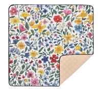 Spring Flowers Rustic White Soft Thick Baby Playmat for Floor Water Resistant Travel Play Mat for Babies Infants Toddlers, 50'' x 50''
