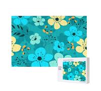 Spring Flowers Seamless Pattern,300 Pieces Wooden Jigsaw Family Game Jigsaw Puzzles for Adults Teens Home Decor