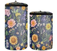 Spring Flowers Sunflower Iris Navy Blue Shoe Washing Machine Bag Sneaker Wash Bag 2 pcs Laundry Bag For Shoes Washable Shoe Bag, Spring Flowers Sunflower Iris Navy Blue, One Size, Modern