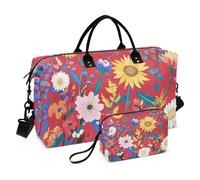 Spring Flowers Sunflower Red Duffel Bags Weekend Bag Gym Carry on Duffel Bags with Toiletry Bag for Gym Large Capacity bolsas de para Mujer en Avion