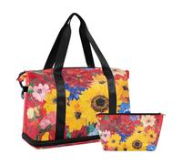 Spring Flowers Sunflower Red Gym Sports Duffel Bags Sports Duffel Bags with Toiletry Bag for Yoga Multifunctional, spring Flowers Sunflower red, One Size