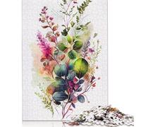 Spring Flowers Watercolor Puzzle Difficult Hard 100 Percent Recycled Cardboard Jigsaw Puzzle for Women Men 1000pcs (75x50cm)