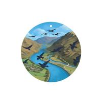 Spring Flying Swallow Pattern Car Air Fresheners 6 Pcs Round Shape Hanging Aromatherapy Tablets Scented Fresheners For Bedroom Bathroom