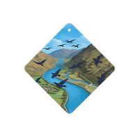 Spring Flying Swallow Pattern Car Air Fresheners 6 Pcs Square Hanging Aromatherapy Tablets Scented Fresheners For Bedroom Bathroom