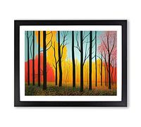 Spring Forest Abstract Framed Wall Art Print A2 Black