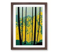 Spring Forest Abstract Framed Wall Art Print A2 Walnut