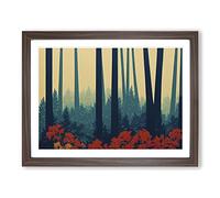 Spring Forest Art Deco Vol.1 Framed Print | A2 Walnut Framed Wall Art | Ready to Hang | Art Deco Landscape Picture | Living Room Bedroom Lounge Office