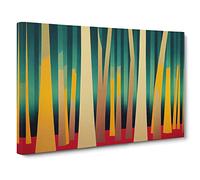 Spring Forest Art Deco Vol.6 Canvas Print | Gallery Wrapped 30mm Frame Wall Decor | 30x20 inches | Ready to Hang | Art Deco Landscape Picture | Living Room Bedroom Lounge Office