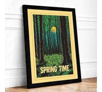 Spring Forest Awakening Botanical Framed Wall Art Print A1 (84.1×59.4cm) Black, Wall Decor for Living Room, Bedroom, Office & Home, Ready to Hang, Art Gift