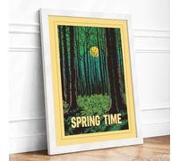 Spring Forest Awakening Botanical Framed Wall Art Print A2 (59.4×42cm) White, Wall Decor for Living Room, Bedroom, Office & Home, Ready to Hang, Art Gift