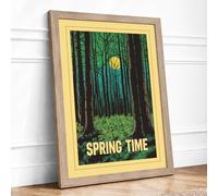 Spring Forest Awakening Botanical Framed Wall Art Print A3 (42×29.7cm) Oak, Wall Decor for Living Room, Bedroom, Office & Home, Ready to Hang, Art Gift