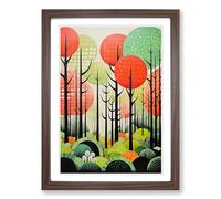 Spring Forest Constructivism Framed Wall Art Print A2 Walnut | Ready to Hang, Premium Gi Paper, Fade-Resistant Inks, Securely Packaged, UK Made
