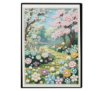Spring Forest Partial Pearl DIY 50 Pages A5 Diamonds Painting Notebook Special Shaped Diamond Art Diary Book Kits Wireless Strip 5D Crystal Art Paintings Sketchbook for Art Drawing