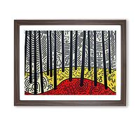Spring Forest Pop Art Abstract Framed Print | A4 Walnut Framed Wall Art | Ready to Hang | Pop Art Landscape Picture | Living Room Bedroom Lounge Office