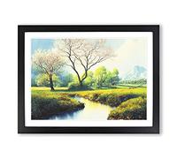 Spring Forest Steam Vol.1 Framed Print | A4 Black Framed Wall Art | Ready to Hang | Modern Landscape Picture | Living Room Bedroom Lounge Office