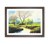 Spring Forest Steam Vol.1 Framed Print | A4 Walnut Framed Wall Art | Ready to Hang | Modern Landscape Picture | Living Room Bedroom Lounge Office