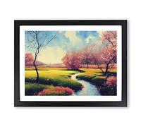 Spring Forest Steam Vol.2 Framed Print | A2 Black Framed Wall Art | Ready to Hang | Modern Landscape Picture | Living Room Bedroom Lounge Office