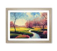 Spring Forest Steam Vol.2 Framed Print | A3 Oak Framed Wall Art | Ready to Hang | Modern Landscape Picture | Living Room Bedroom Lounge Office