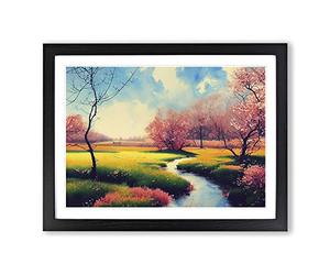 Spring Forest Steam Vol.2 Framed Print | A4 Black Framed Wall Art | Ready to Hang | Modern Landscape Picture | Living Room Bedroom Lounge Office