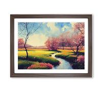 Spring Forest Steam Vol.2 H1022 Framed Print for Living Room Bedroom Home Office Décor, Wall Art Picture Ready to Hang, Walnut A3 Frame (46 x 34 cm)