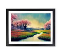 Spring Forest Steam Vol.3 H1022 Framed Print for Living Room Bedroom Home Office Décor, Wall Art Picture Ready to Hang, Black A2 Frame (64 x 46 cm)