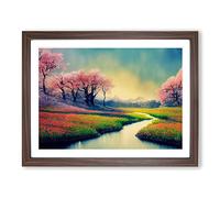 Spring Forest Steam Vol.3 H1022 Framed Print for Living Room Bedroom Home Office Décor, Wall Art Picture Ready to Hang, Walnut A3 Frame (46 x 34 cm)