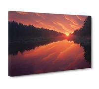 Spring Forest Sunset Canvas Wall Art Print Ready to Hang, Framed Picture for Living Room Bedroom Home Office Décor, 30x20 Inch (76x50 cm)