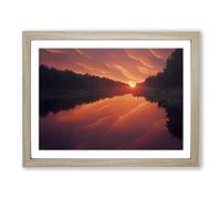 Spring Forest Sunset H1022 Framed Print for Living Room Bedroom Home Office Décor, Wall Art Picture Ready to Hang, Oak A2 Frame (64 x 46 cm)