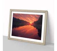 Spring Forest Sunset H1022 Framed Print for Living Room Bedroom Home Office Décor, Wall Art Picture Ready to Hang, Oak A4 Frame (34 x 25 cm)