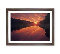 Spring Forest Sunset H1022 Framed Print for Living Room Bedroom Home Office Décor, Wall Art Picture Ready to Hang, Walnut A4 Frame (34 x 25 cm)